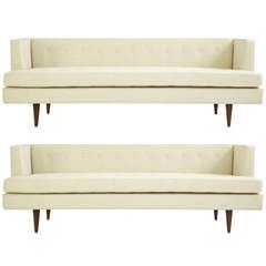 Edward Wormley Pair of Rare Fluted Leg Sofas