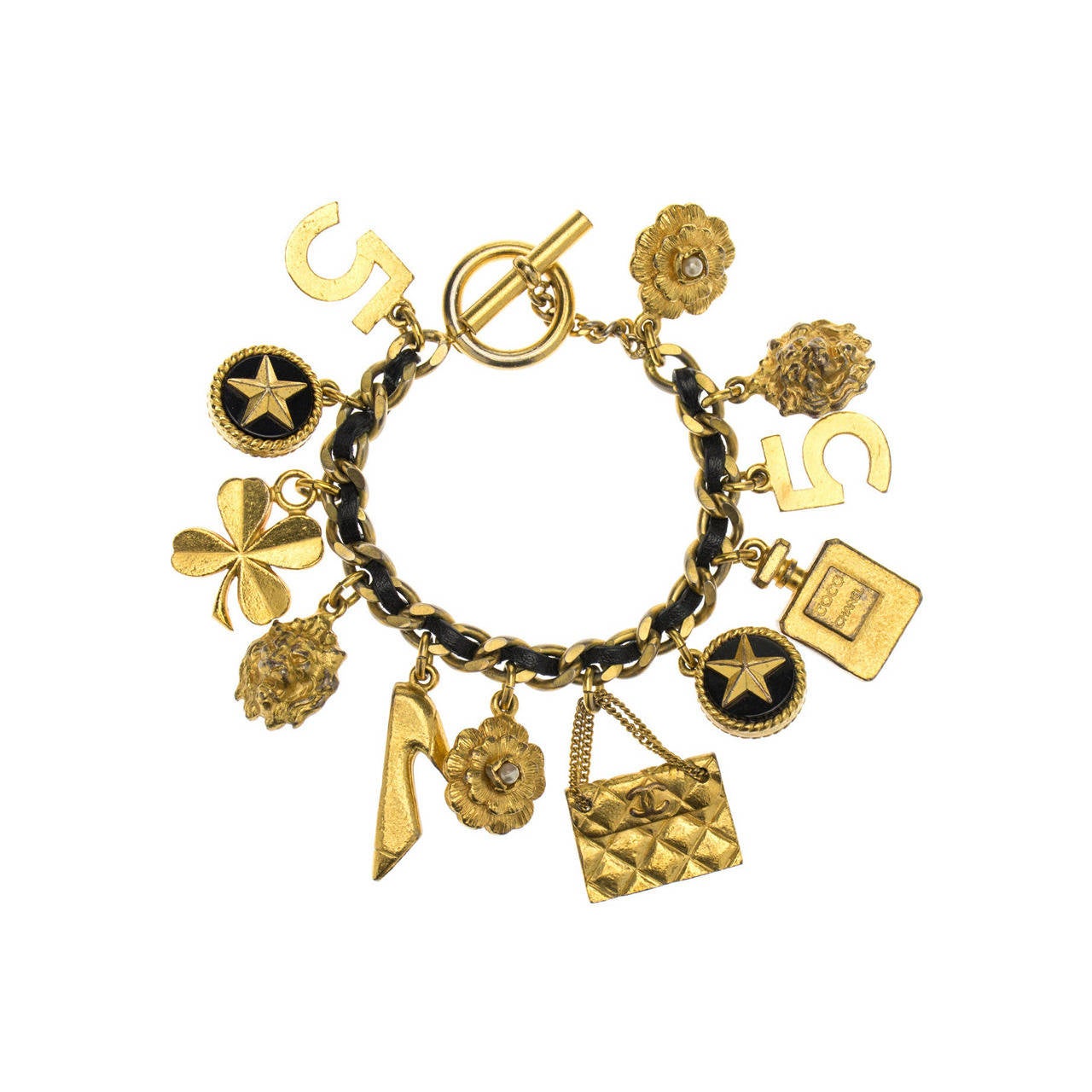 Chanel Vintage Gold Charm Bracelet For Sale