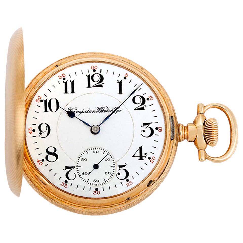 Hampden Yellow Gold Hunting Case Pocket Watch