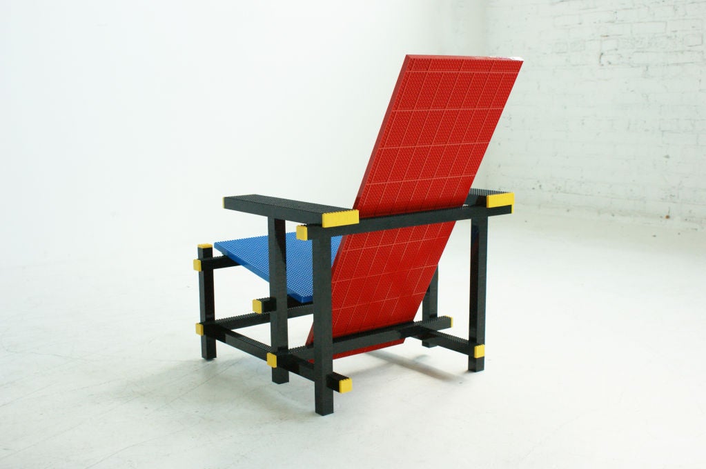 Mid-Century Modern Droog Design Red and Blue Lego Chair