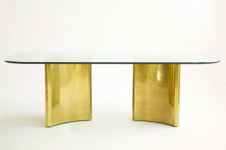 Mastercraft Double Pedestal Dining Table/Desk
Brass uprights supports 3/4