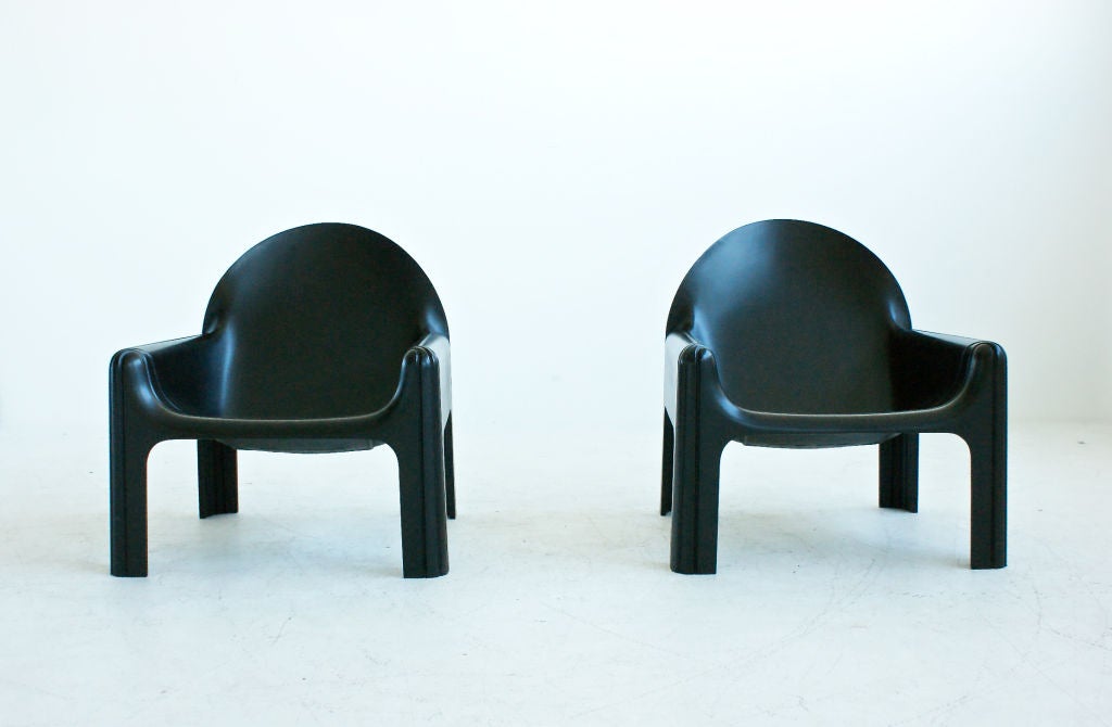 Aulenti for Kartell, Pair of 4794 Lounge Chairs made of rigid expanded polyurethane foam.