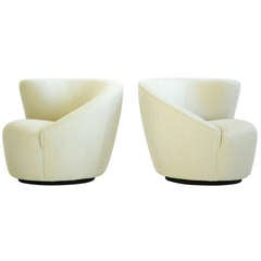 Vladimir Kagan Pair of Swivel Lounges