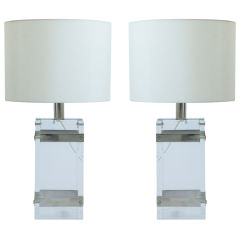 Pair of Lucite Lamps in the Manner of Charles Hollis Jones