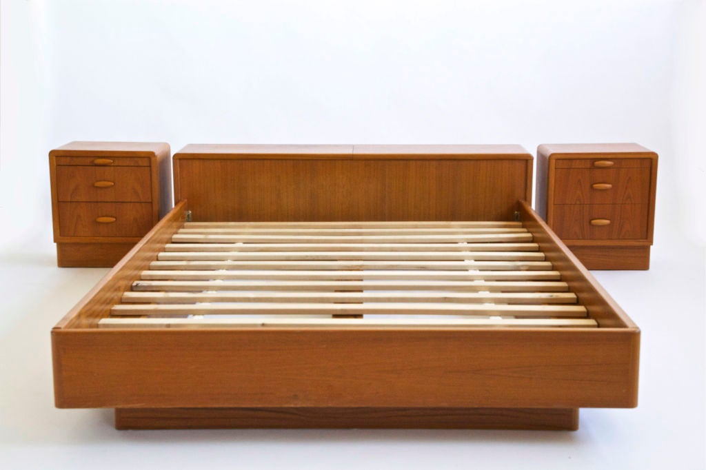 Danish Modern Queen Size bed with nightstands