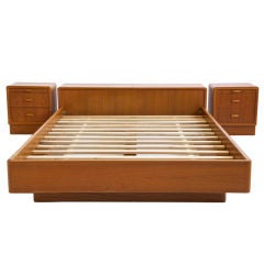 Danish Modern Queen Size bed with nightstands