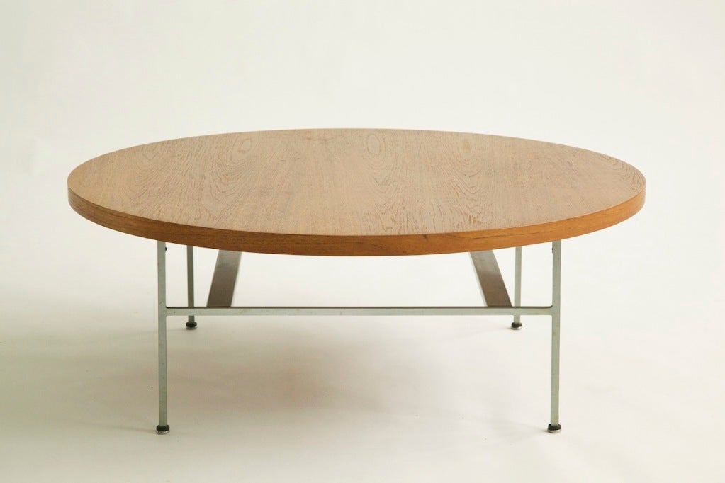 George Nelson Coffee Table for Herman Miller. Features walnut top with chrome-plated steel base.