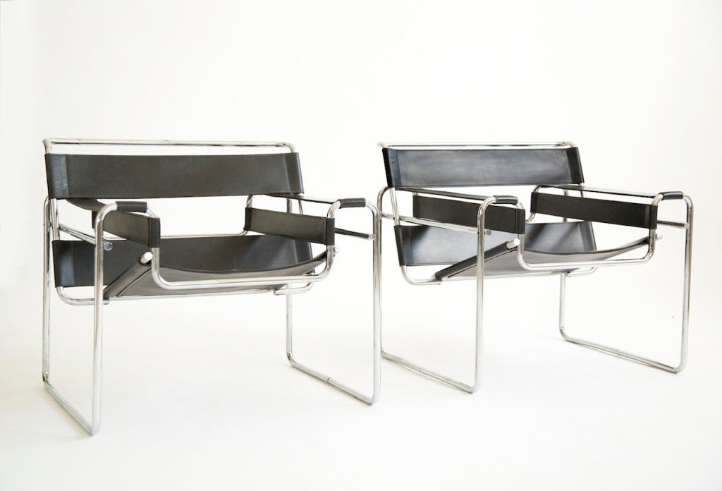Italian Pair of Lounge Chairs by Marcel Breuer
