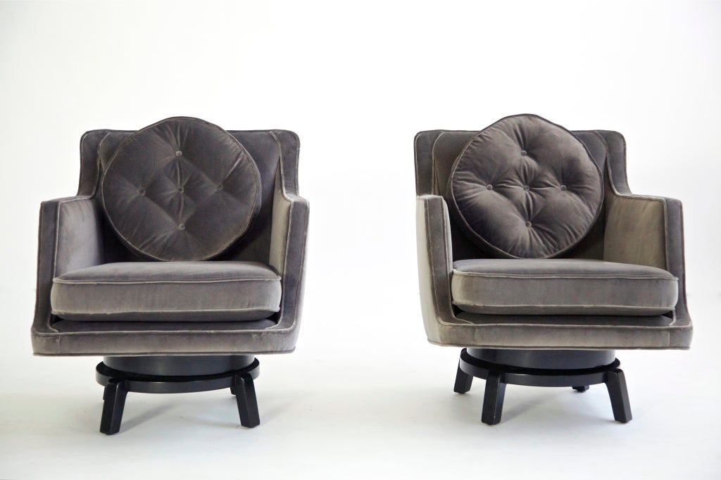 Wormley for Dunbar pair of raised swivel lounges Model 5609.