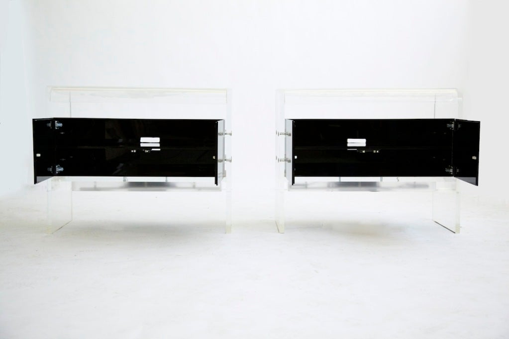 French Pair of Lucite Nightstands | End Tables