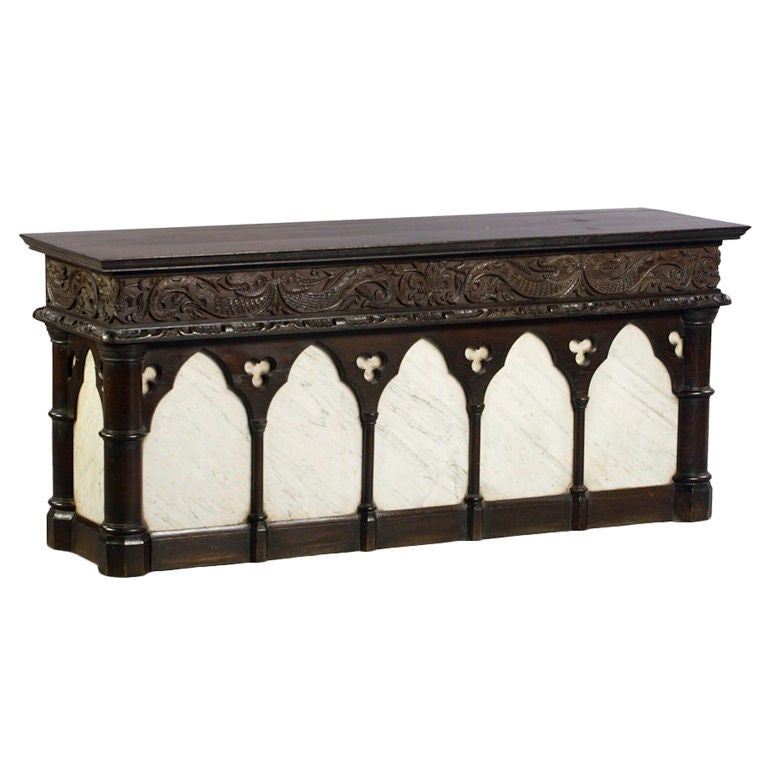 An Oak Console with Carrera Marble, Irish For Sale
