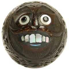 Antique A Rare Late 19th century Hand Carved Mexican Coconut Bank