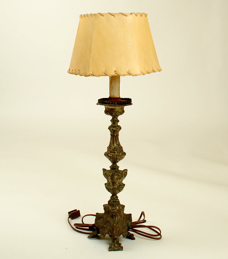 20th Century 17th Century Italian Baroque Bronze Pricket Lamp