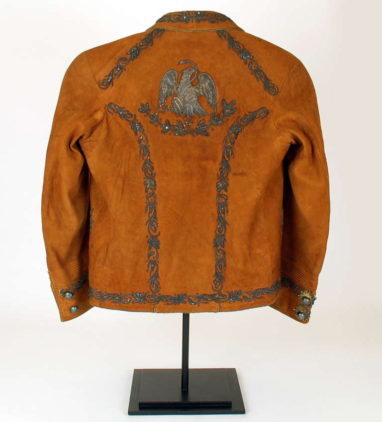 This rare Mexican Eagle embroidered jacket was created by by Arturo Ledermann, 