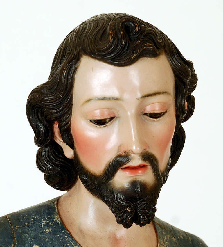 A Large, Fine and Rare Spanish Colonial Articulated Saint Joseph Santo For Sale 5
