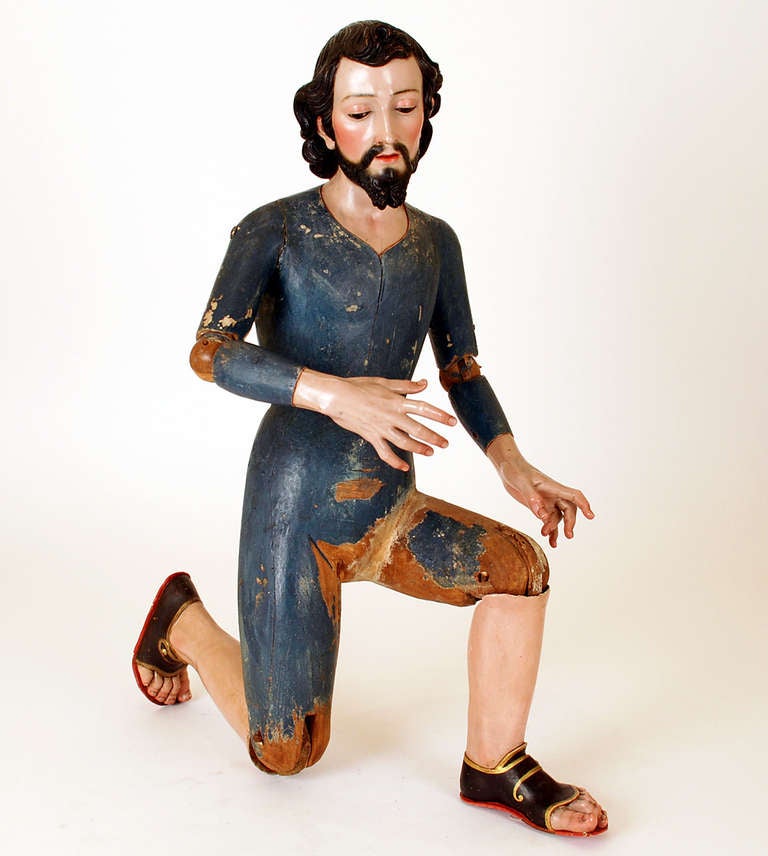 A Large, Fine and Rare Spanish Colonial Articulated Saint Joseph Santo For Sale 2