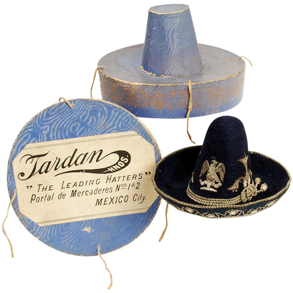 Extremely Rare Antique Mexican Tardan Company Salesman Sample Sombrero For Sale
