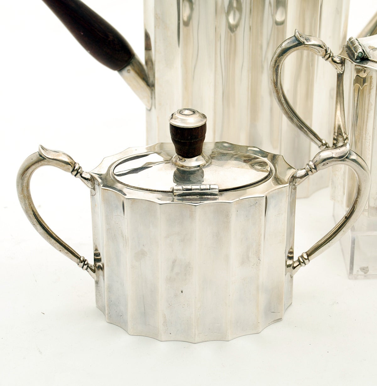 Mid-20th Century Good Vintage Mexican Art Deco Period Sterling Silver Coffee Service For Sale