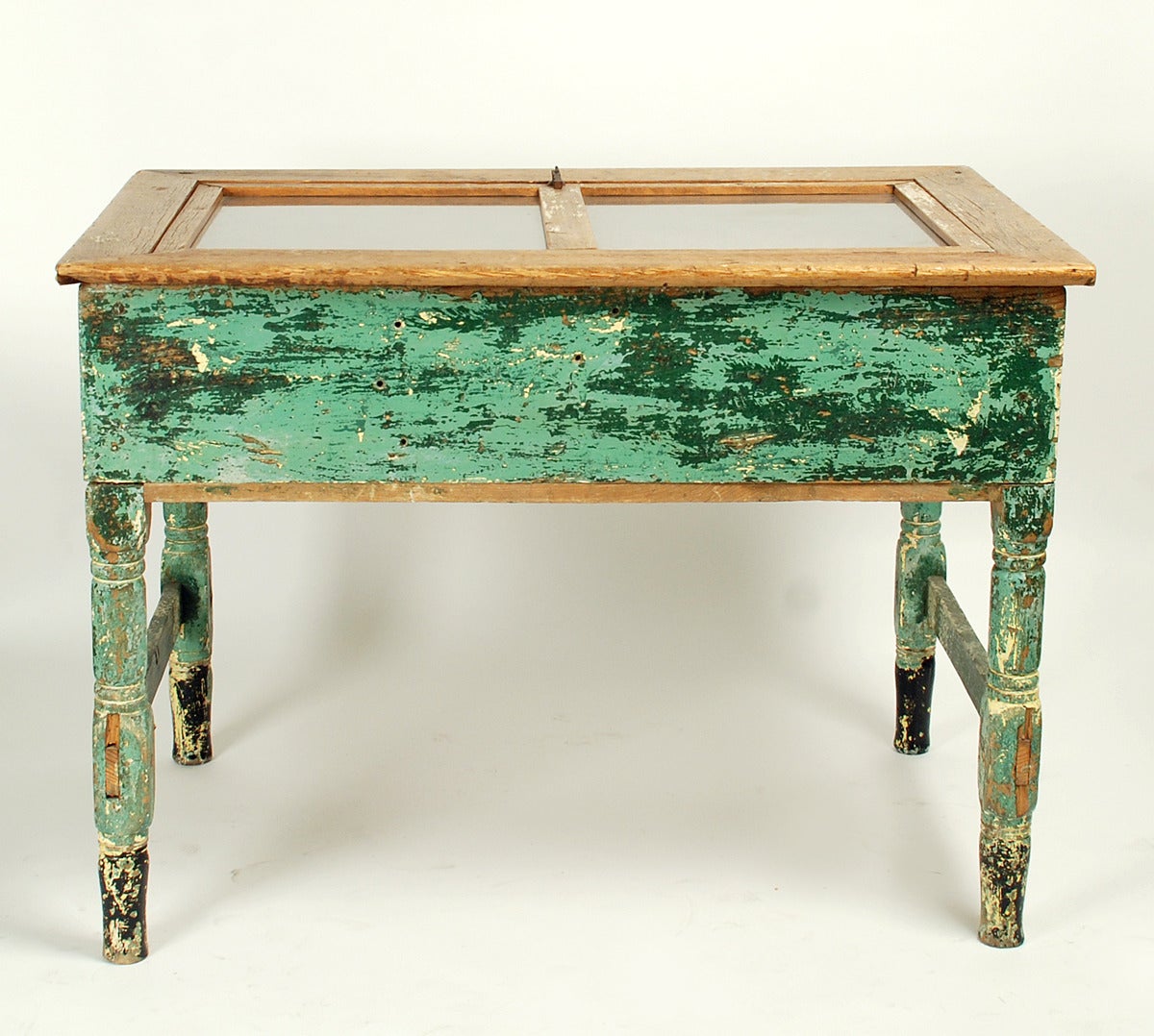 Antique Mexican Glass Top Display Table at 1stDibs