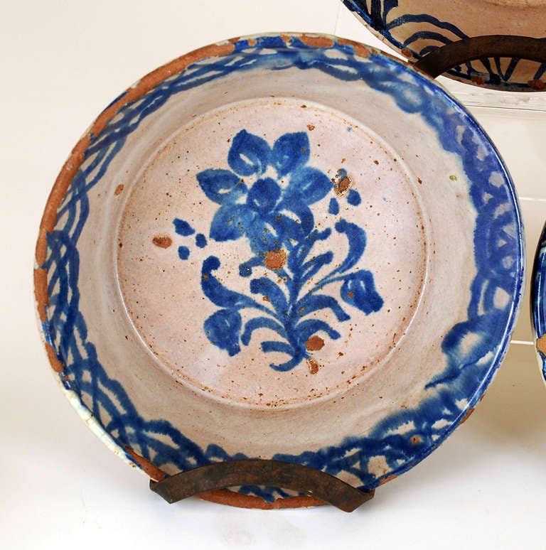 Ceramic A Collection of Three Good 19th Century Spanish Granadino Blue on White Chargers