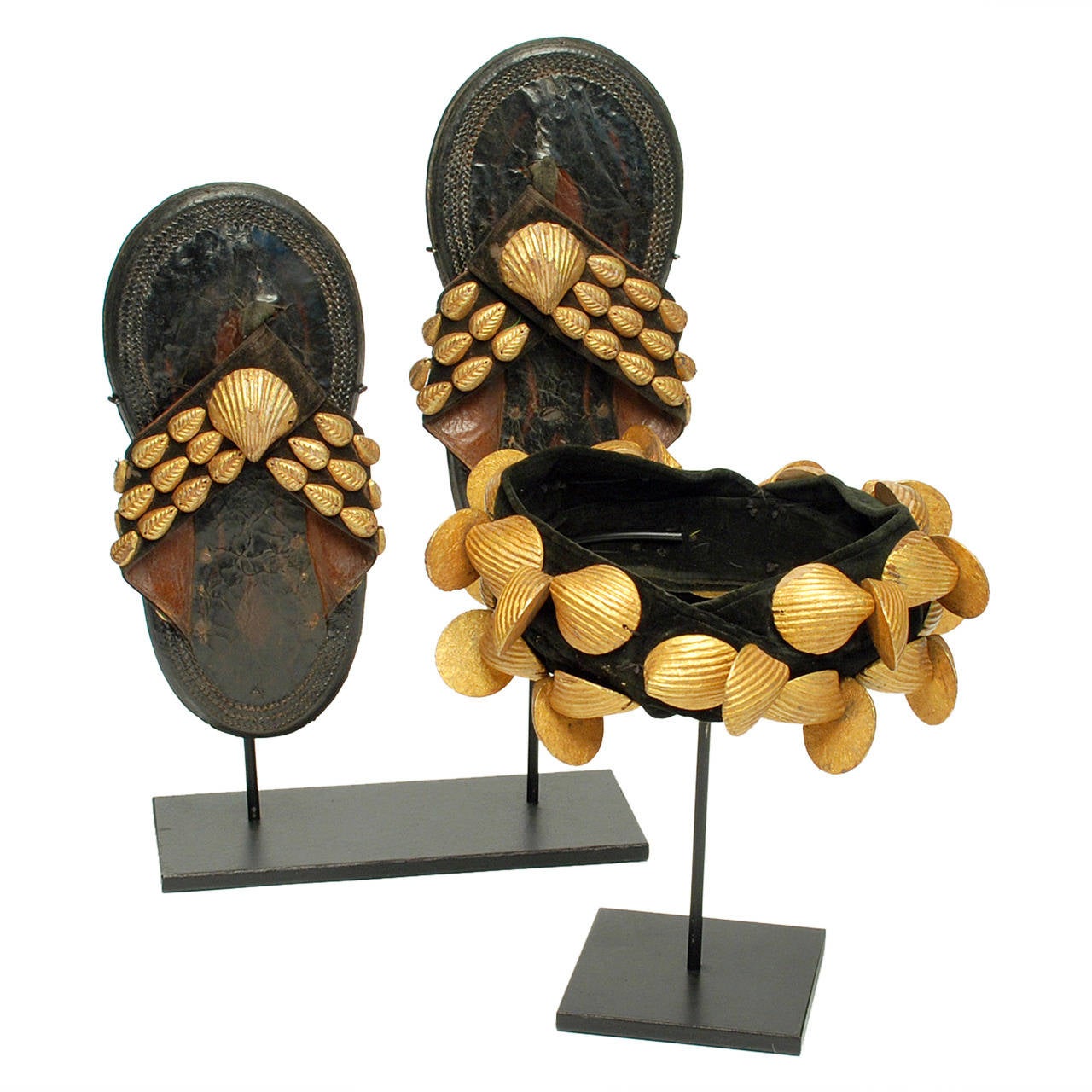 Rare Early 20th Century Royal Ashanti Crown and Sandals For Sale