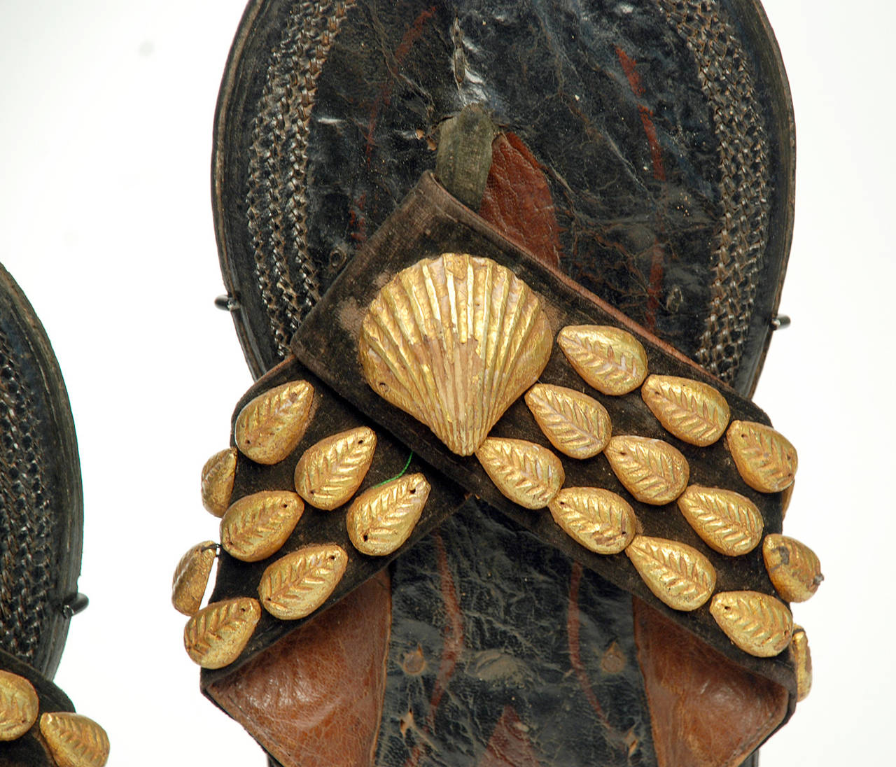 Leather Rare Early 20th Century Royal Ashanti Crown and Sandals For Sale