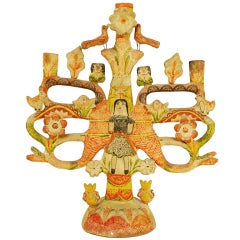 Vintage Mexican Tree of Life Candelabrum by Aurelio Flores