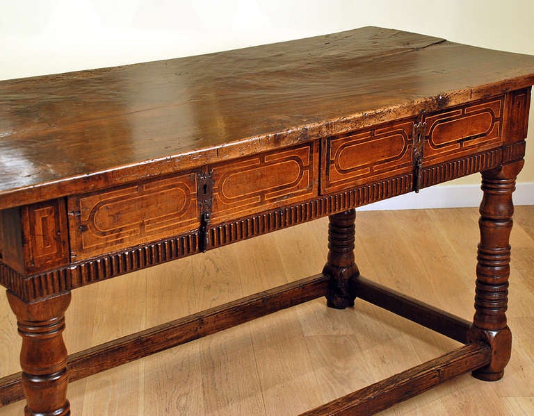 18th Century and Earlier 18th Century Spanish Baroque Period Walnut Center Table