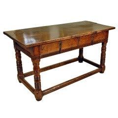 18th Century Spanish Baroque Period Walnut Center Table