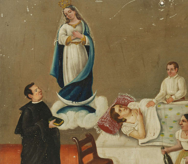 Mexican A Rare 19th Century Ex-Voto Painting For Sale