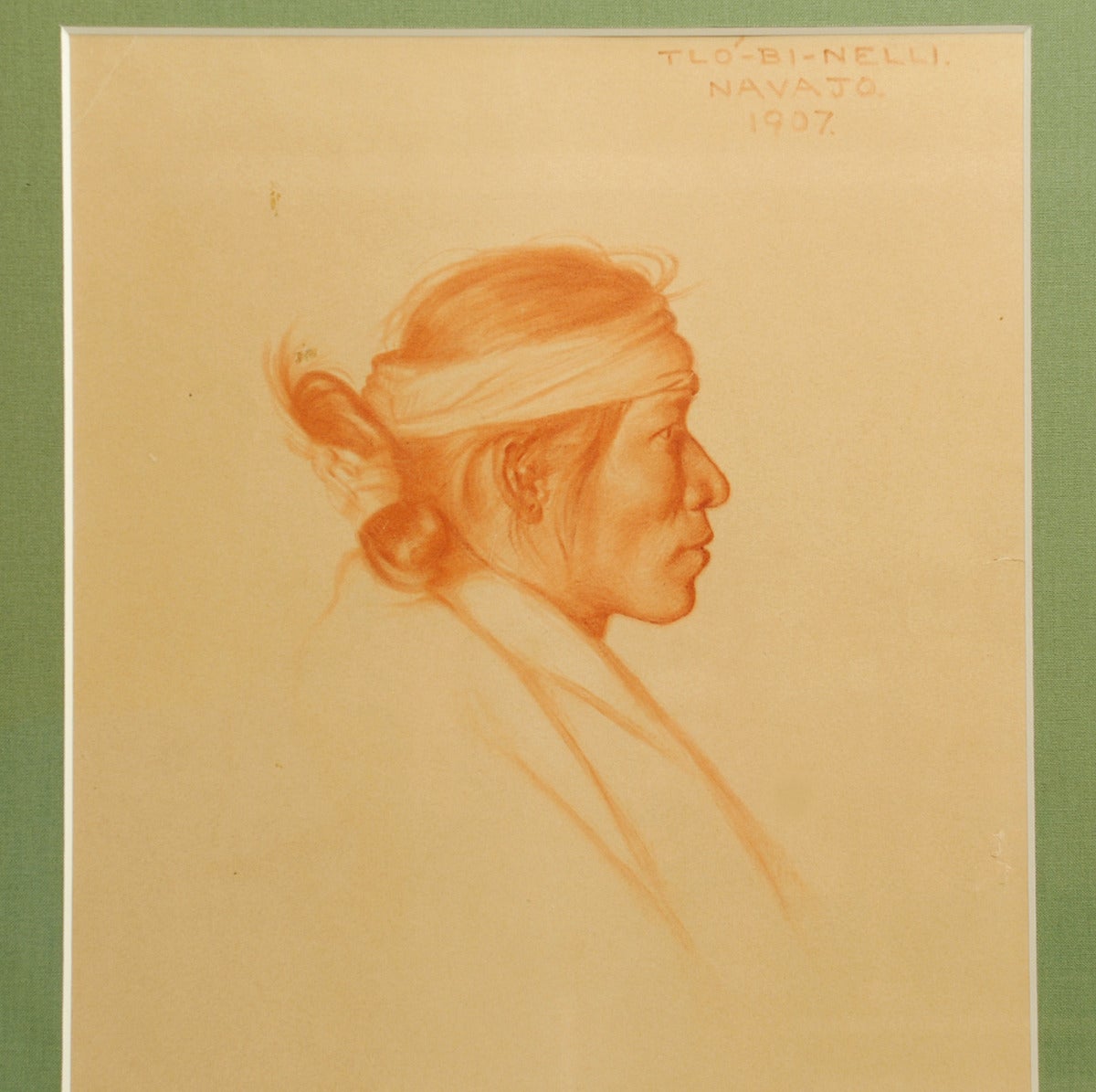 Rare Original E.A. Burbank American Indian Sketch, Navajo, 1907 In Excellent Condition For Sale In San Francisco, CA