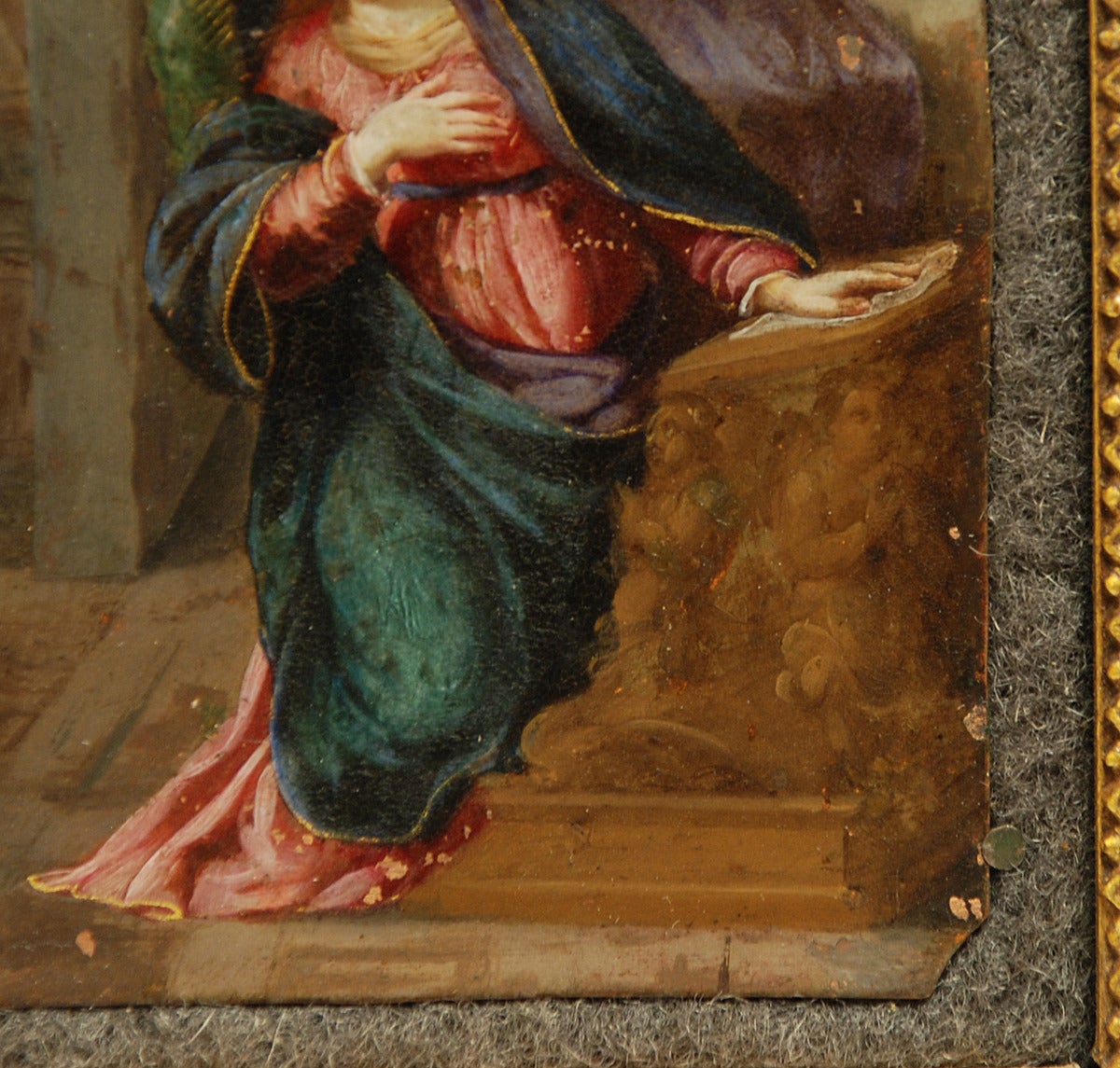Annunciation of Mary, 17th Century Italian Oil on Copper Painting For Sale 1