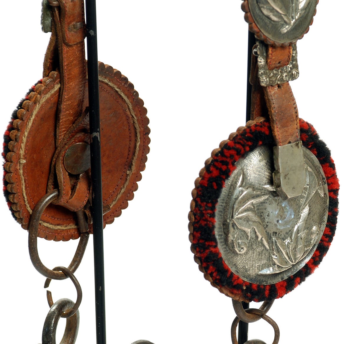 Iron Rare Antique Mexican Horse Bridle with Silver Conchos For Sale