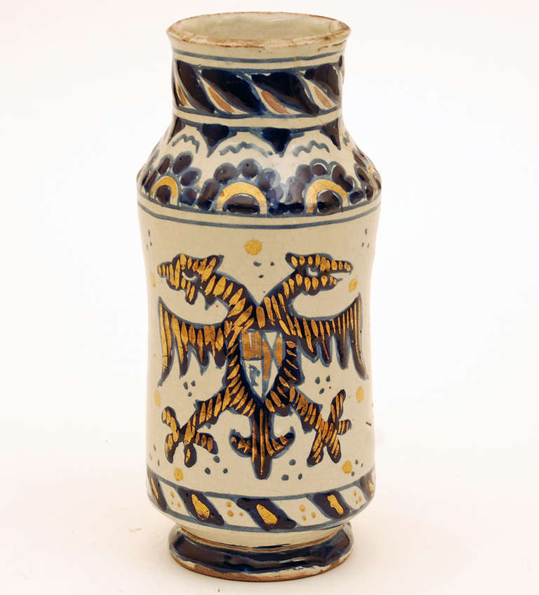 A Fine Early 19th Century Talavera Poblana Blue on White Albarello