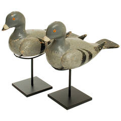 Rare Antique American Polychrome Painted Pigeon Decoys, circa 1900