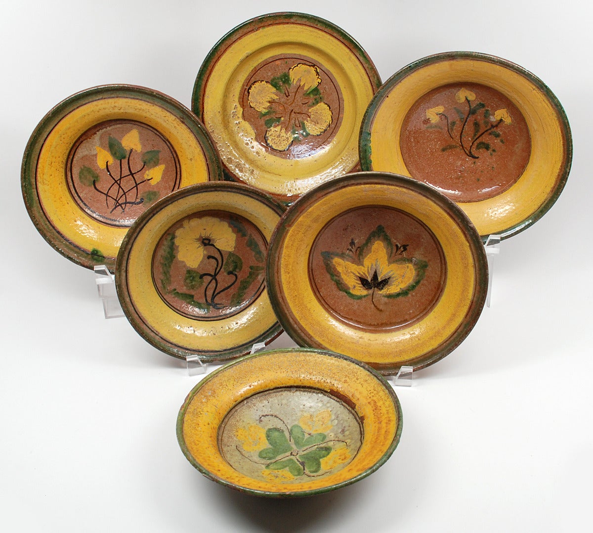 Ceramic Rare Montiel Family Studio Majolica Plate Collection, Guatemala, circa 1900 For Sale