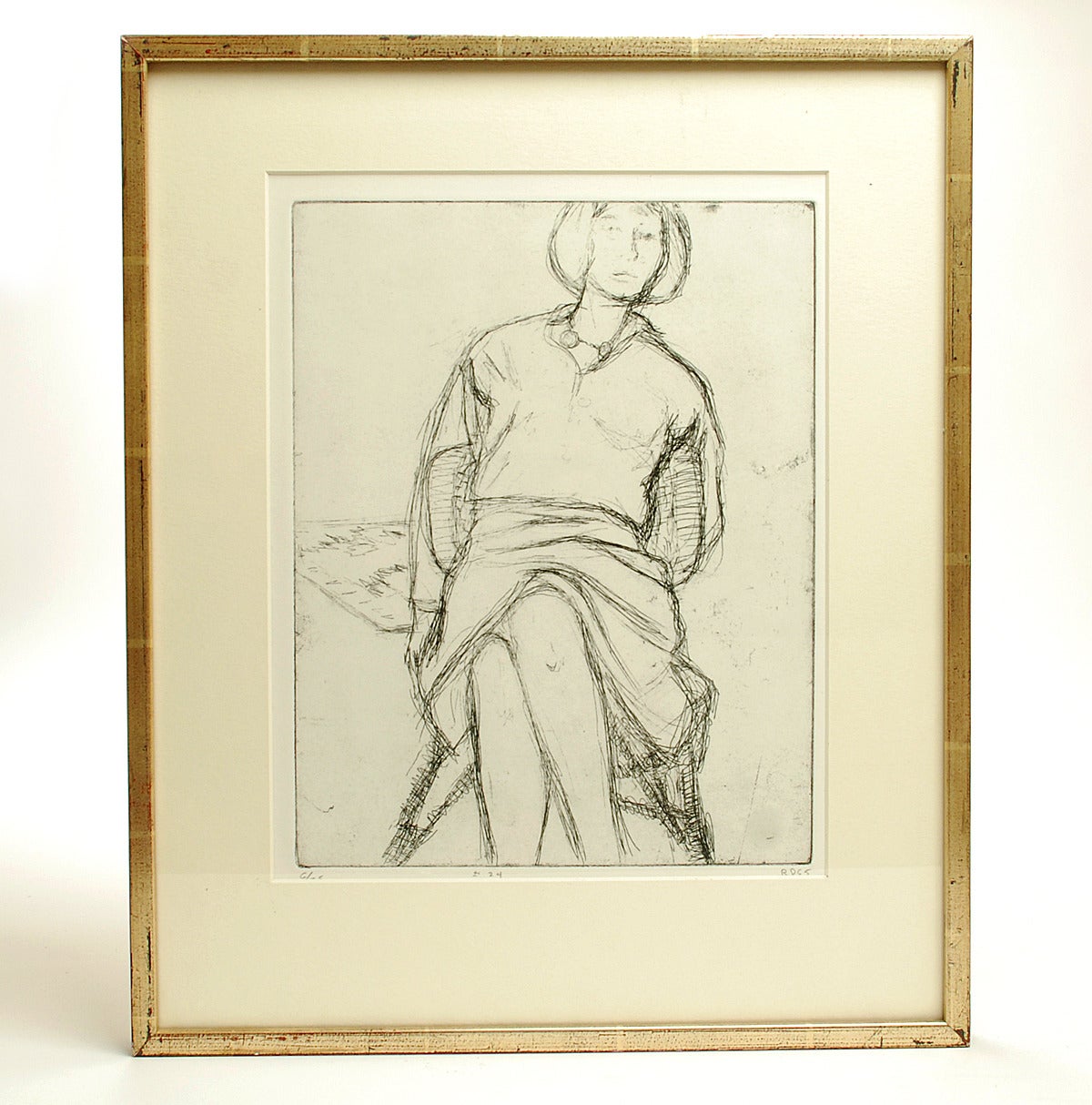 Original Richard Diebenkorn drypoint etching of Phyllis Diebenkorn, initialed 'DR' and dated 1965 in lower right. Lower left: 6/77 followed by #24.

Provenance:

1. Charles Campbell Gallery, Richard Diebenkorn 41 etchings drypoints, wood-block