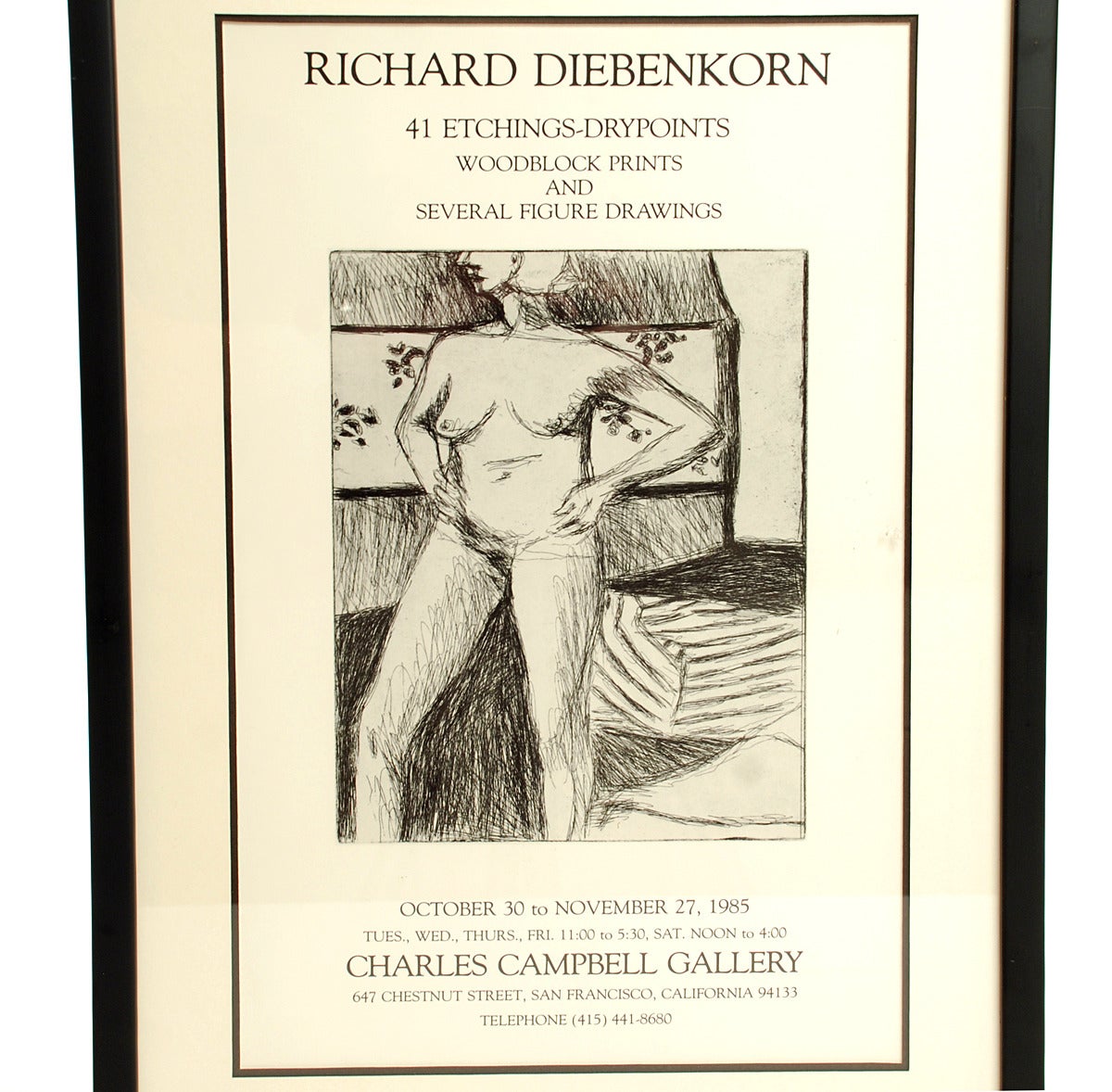 Very Rare Original Richard Diebenkorn Drypoint Etching and Handbill, 1965 3