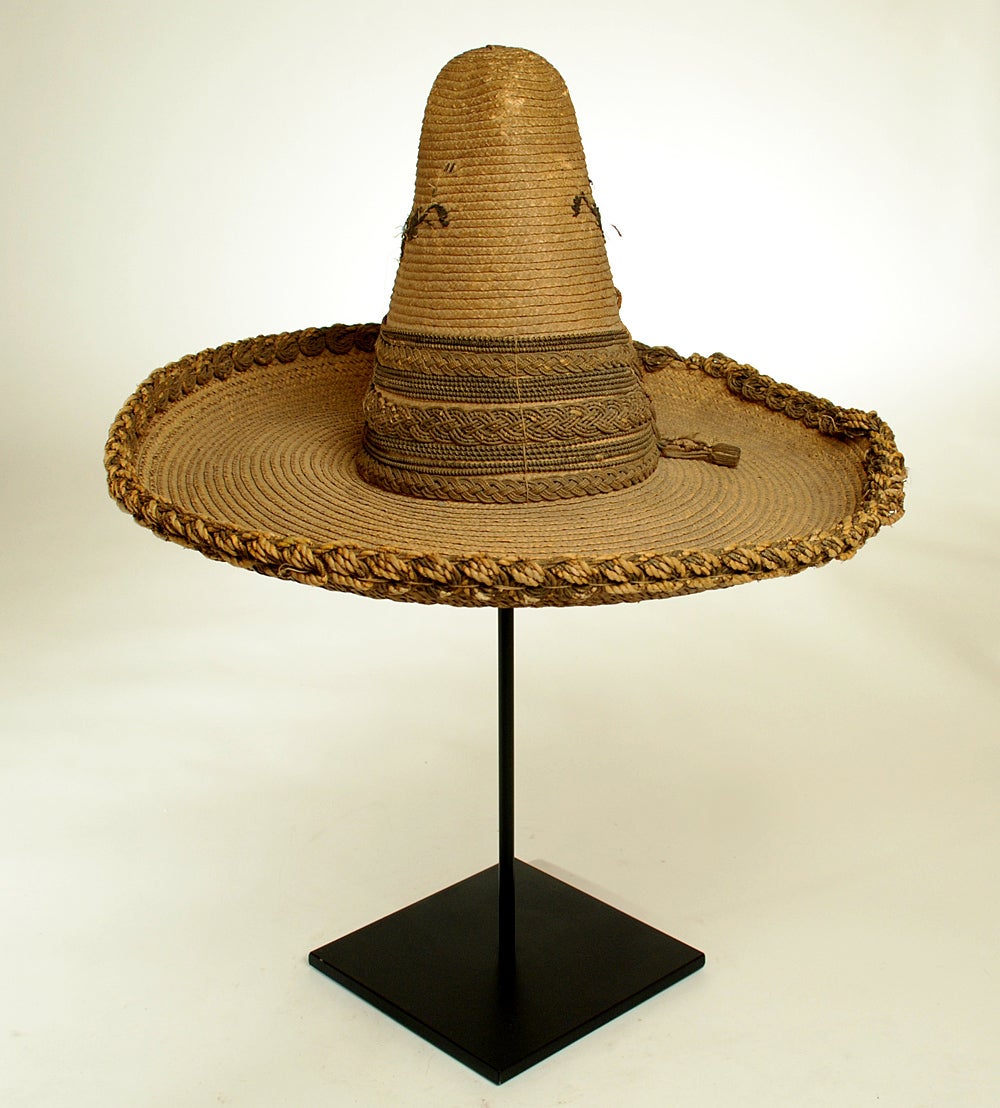 A Fancy Mexican Hand Caned Sombrero - Circa 1890 For Sale