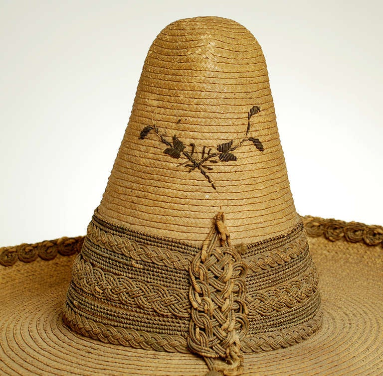 19th Century A Fancy Mexican Hand Caned Sombrero - Circa 1890 For Sale
