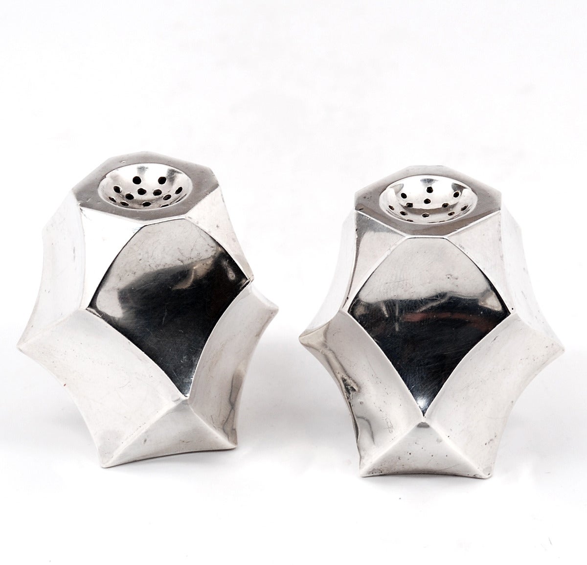 Mid-20th Century Rare Vintage Mexican Antonio Pineda Sterling Silver Salt & Pepper Shakers For Sale