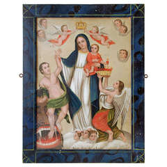 A Very Fine and Rare La Madre de la Luz Retablo by Geronimo de Leon