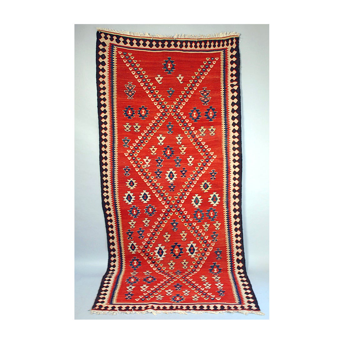 Antique Graphic Bidjar Shahavan Kilim, circa 1910