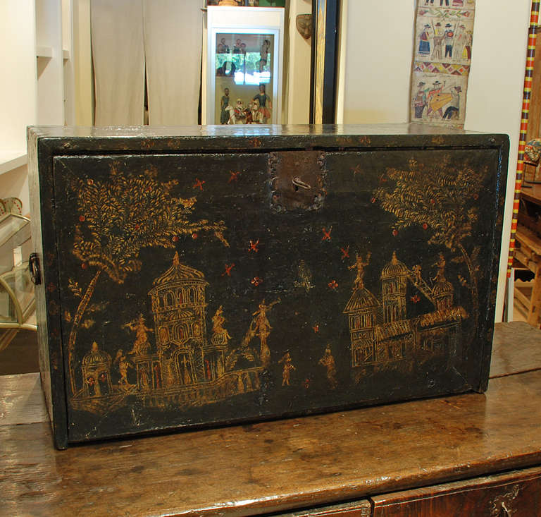Very Rare 18th Century Spanish Colonial Chinoiserie Style Bargueno For Sale 4