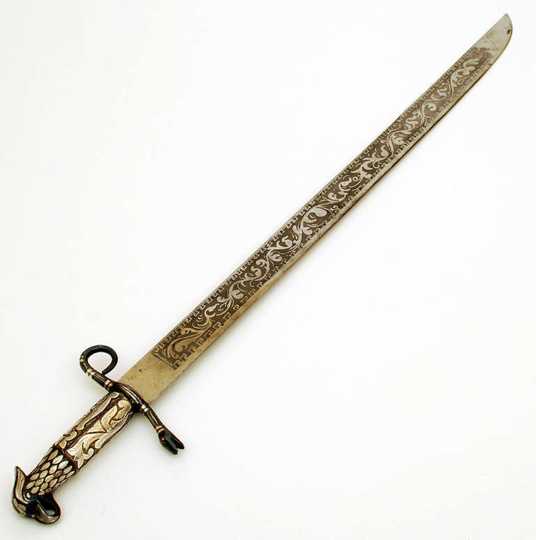 Rare Antique Mexican Amozoc Olympic Silver Sword for Sam Yorty For Sale 2