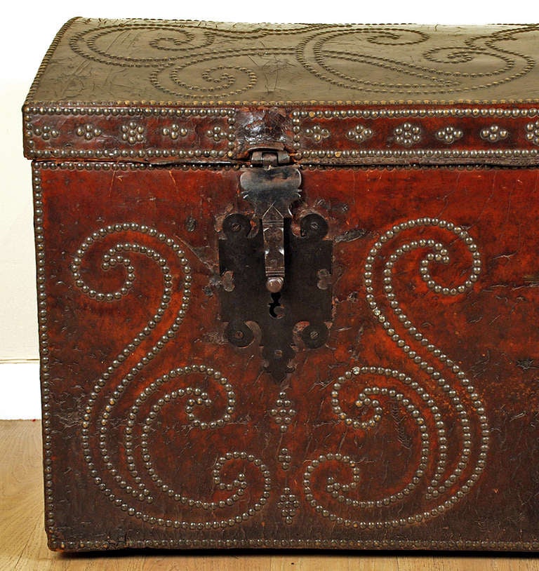 Wood A Good 18th Century Spanish Leather Arcon