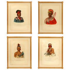 Used Suite of Four Rare McKenney & Hall Hand-Colored Lithographs, circa 1840