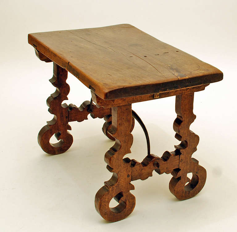 18th Century and Earlier Spanish Baroque Period Miniature Walnut Side Table