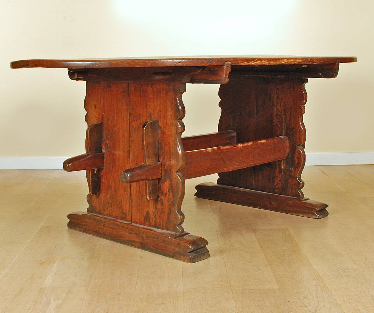Wood Rare 18th Century Alpine Baroque Period Center Table For Sale
