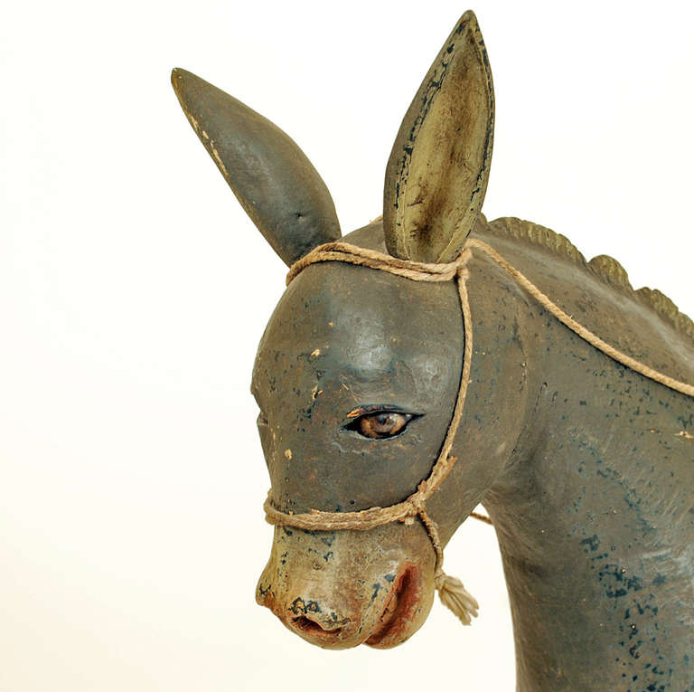 Large Antique Mexican Creche Burro In Excellent Condition For Sale In San Francisco, CA